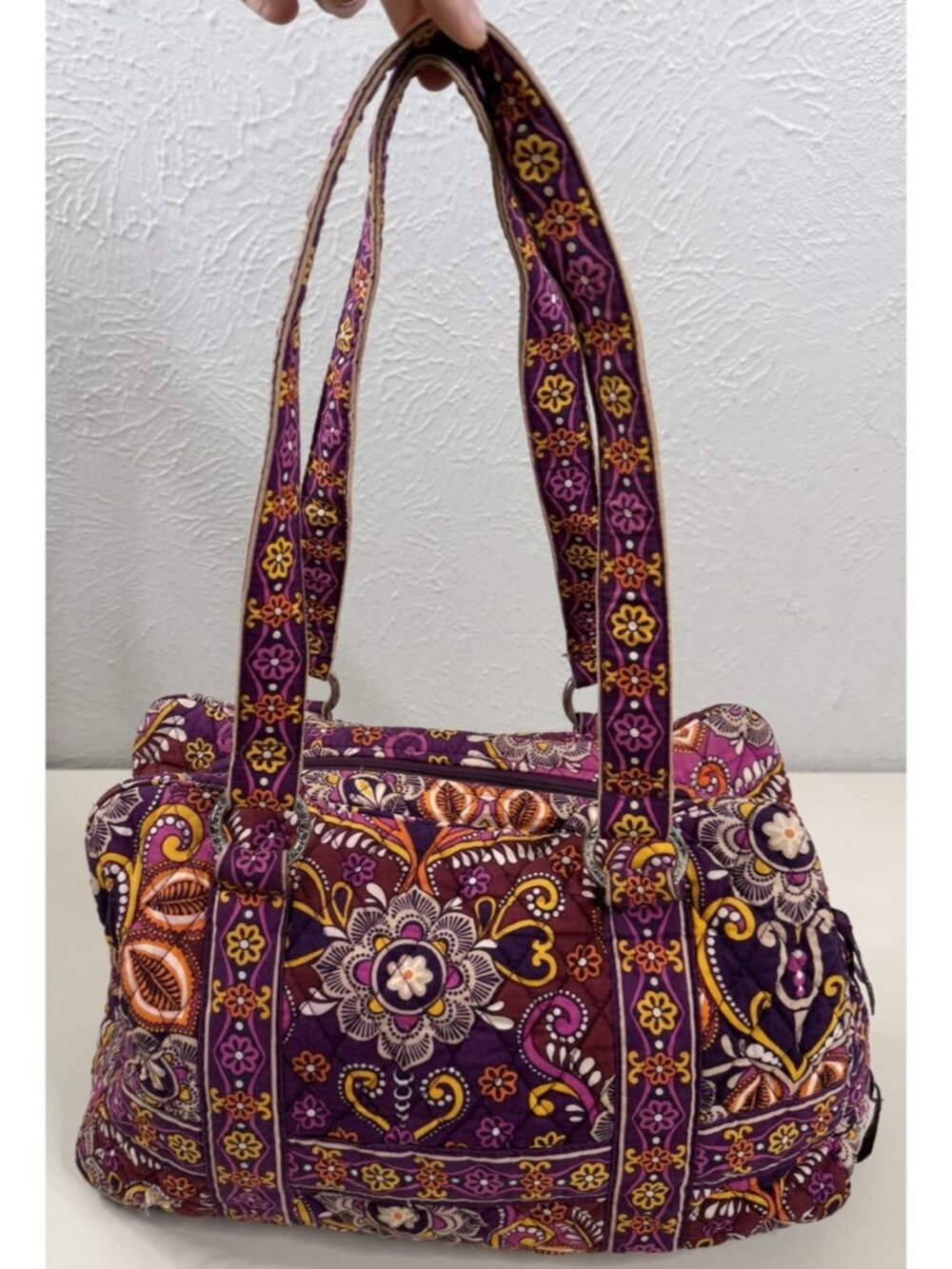 Vera Bradley Weekender Travel Bag Safari Sunset Burgundy Purple W/Handles EUC - Picture 1 of 16